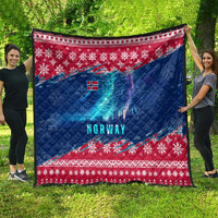Norway Christmas Quilt with Northern Lights Snowflake Pattern and Nordic Forest - Wonder Print Shop