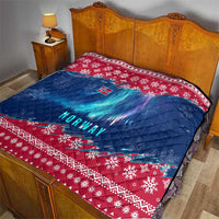 Norway Christmas Quilt with Northern Lights Snowflake Pattern and Nordic Forest - Wonder Print Shop