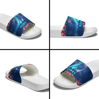 Norway Christmas Slide Sandals with Northern Lights Snowflake Pattern and Nordic Forest - Wonder Print Shop