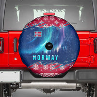 Norway Christmas Spare Tire Cover with Northern Lights Snowflake Pattern and Nordic Forest - Wonder Print Shop