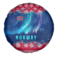 Norway Christmas Spare Tire Cover with Northern Lights Snowflake Pattern and Nordic Forest - Wonder Print Shop