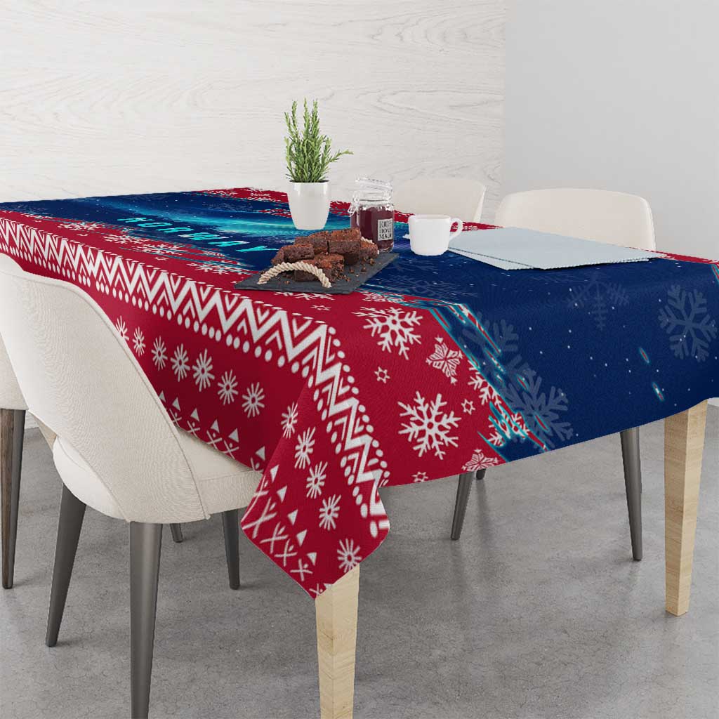 Norway Christmas Tablecloth with Northern Lights Snowflake Pattern and Nordic Forest - Wonder Print Shop