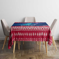 Norway Christmas Tablecloth with Northern Lights Snowflake Pattern and Nordic Forest - Wonder Print Shop