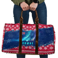 Norway Christmas Travel Bag with Northern Lights Snowflake Pattern and Nordic Forest - Wonder Print Shop