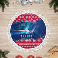 Norway Christmas Tree Skirt with Northern Lights Snowflake Pattern and Nordic Forest - Wonder Print Shop