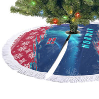 Norway Christmas Tree Skirt with Northern Lights Snowflake Pattern and Nordic Forest - Wonder Print Shop