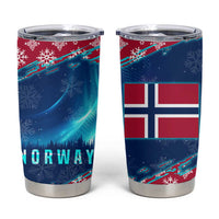 Norway Christmas Tumbler Cup with Northern Lights Snowflake Pattern and Nordic Forest - Wonder Print Shop