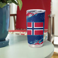 Norway Christmas Tumbler Cup with Northern Lights Snowflake Pattern and Nordic Forest - Wonder Print Shop