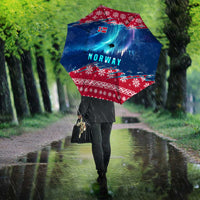 Norway Christmas Umbrella with Northern Lights Snowflake Pattern and Nordic Forest - Wonder Print Shop