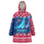 Norway Christmas Wearable Blanket Hoodie with Northern Lights Snowflake Pattern and Nordic Forest - Wonder Print Shop