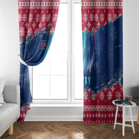 Norway Christmas Window Curtain with Northern Lights Snowflake Pattern and Nordic Forest - Wonder Print Shop