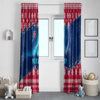 Norway Christmas Window Curtain with Northern Lights Snowflake Pattern and Nordic Forest - Wonder Print Shop