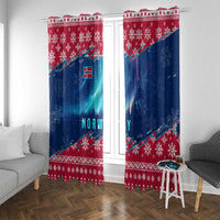Norway Christmas Window Curtain with Northern Lights Snowflake Pattern and Nordic Forest - Wonder Print Shop