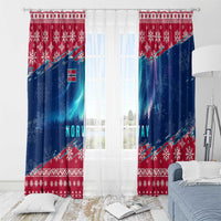 Norway Christmas Window Curtain with Northern Lights Snowflake Pattern and Nordic Forest - Wonder Print Shop
