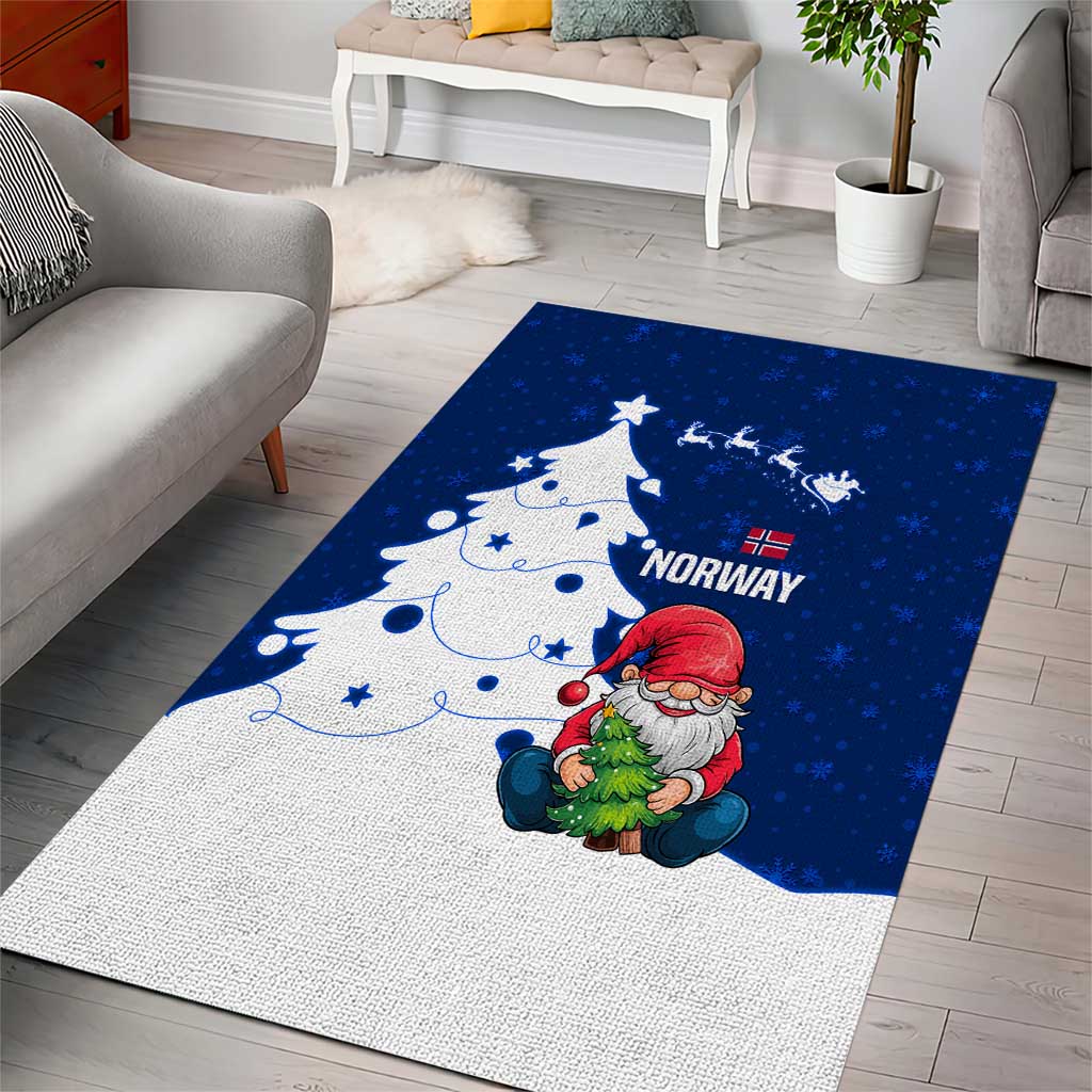 Norway Christmas Area Rug with Nordic Gnome Santa White Tree and Snowflake - Wonder Print Shop