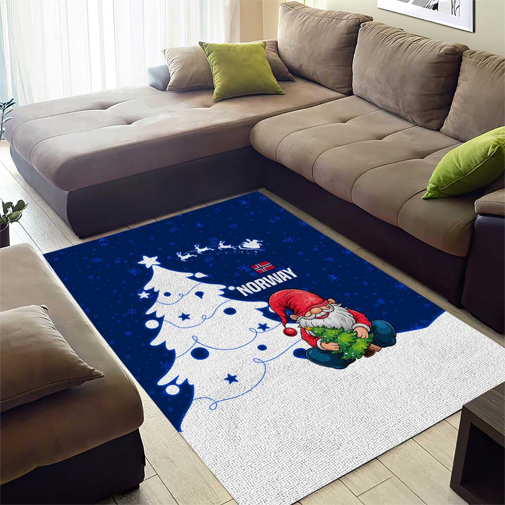 Norway Christmas Area Rug with Nordic Gnome Santa White Tree and Snowflake - Wonder Print Shop