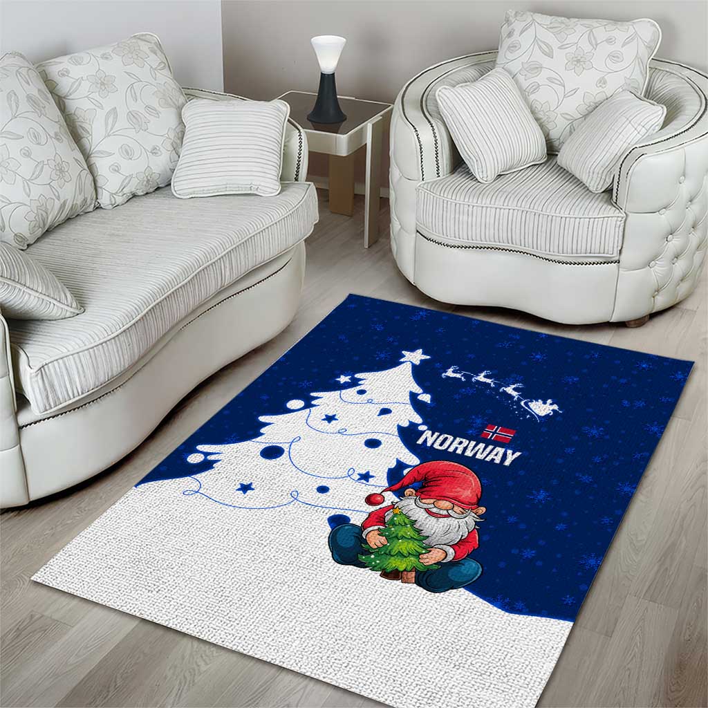 Norway Christmas Area Rug with Nordic Gnome Santa White Tree and Snowflake - Wonder Print Shop