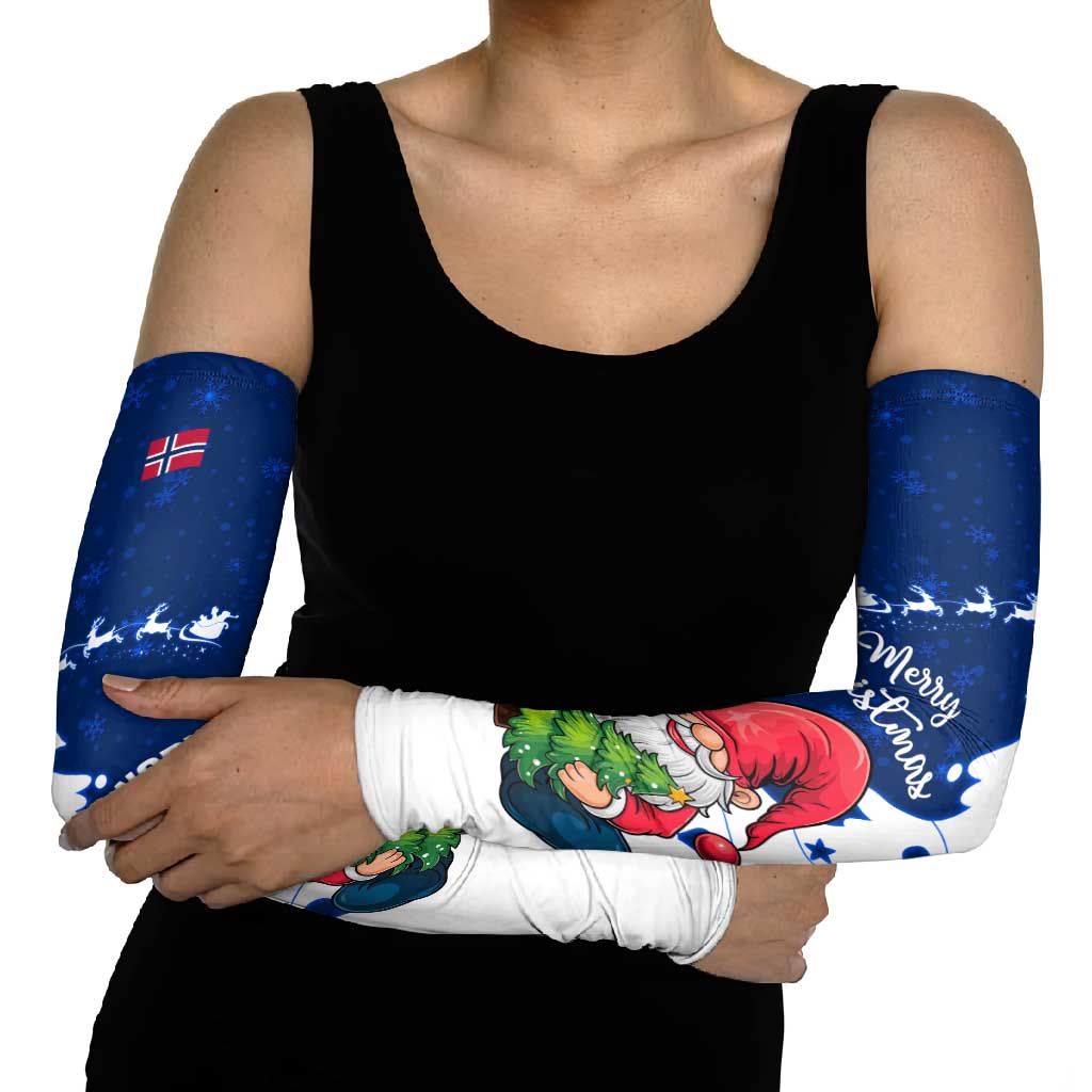 Norway Christmas Arm Sleeves with Nordic Gnome Santa White Tree and Snowflake - Wonder Print Shop