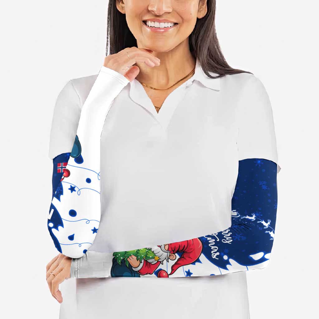 Norway Christmas Arm Sleeves with Nordic Gnome Santa White Tree and Snowflake - Wonder Print Shop