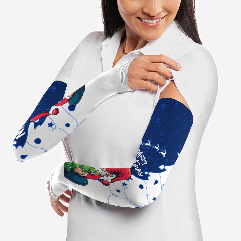 Norway Christmas Arm Sleeves with Nordic Gnome Santa White Tree and Snowflake - Wonder Print Shop