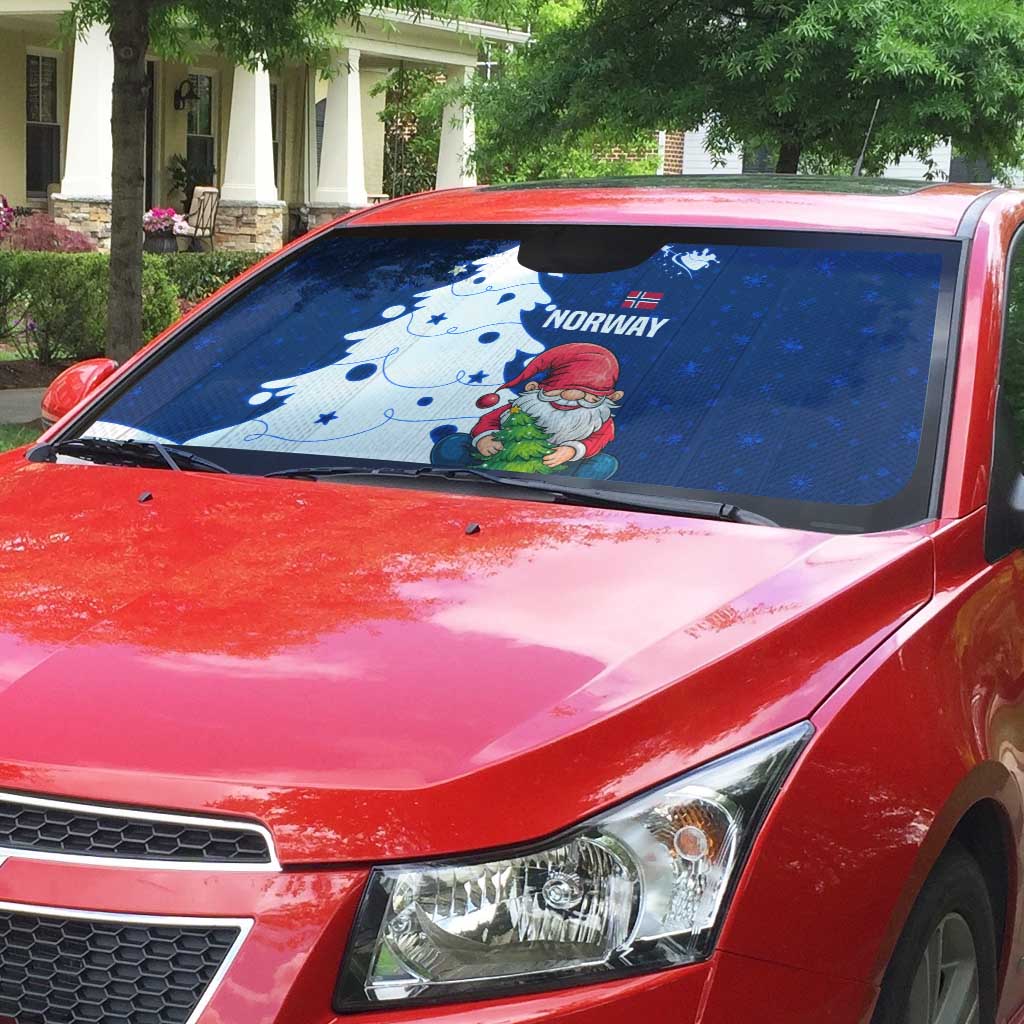 Norway Christmas Auto Sun Shade with Nordic Gnome Santa White Tree and Snowflake - Wonder Print Shop
