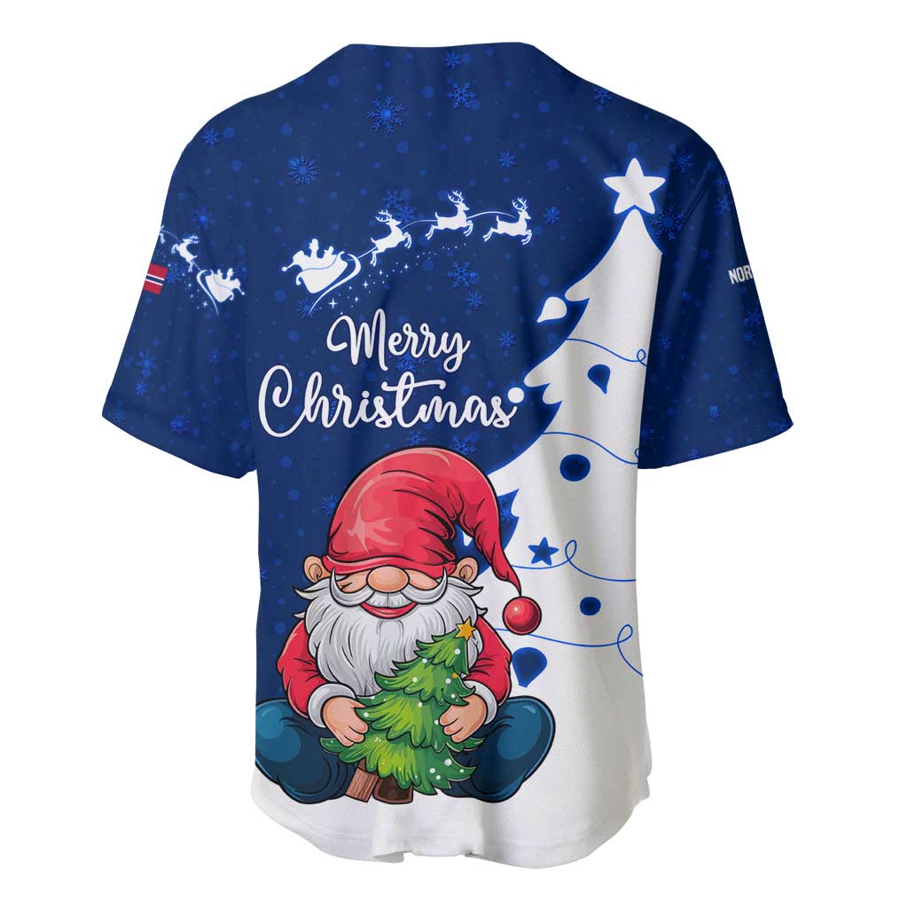 Norway Christmas Baseball Jersey with Nordic Gnome Santa White Tree and Snowflake - Wonder Print Shop