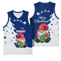 Norway Christmas Basketball Jersey with Nordic Gnome Santa White Tree and Snowflake - Wonder Print Shop
