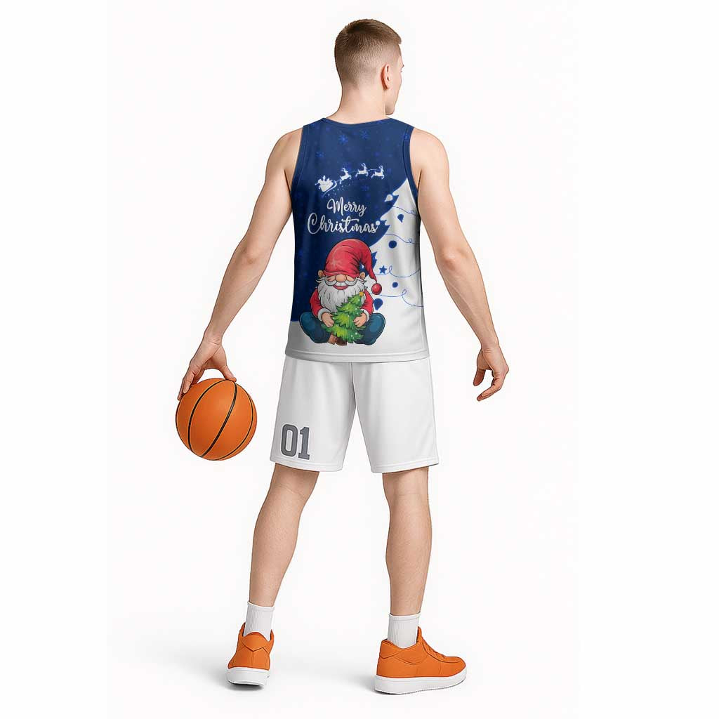 Norway Christmas Basketball Jersey with Nordic Gnome Santa White Tree and Snowflake - Wonder Print Shop