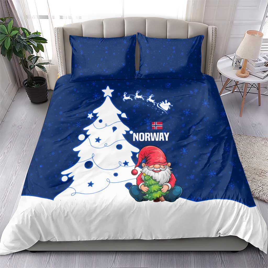 Norway Christmas Bedding Set with Nordic Gnome Santa White Tree and Snowflake - Wonder Print Shop