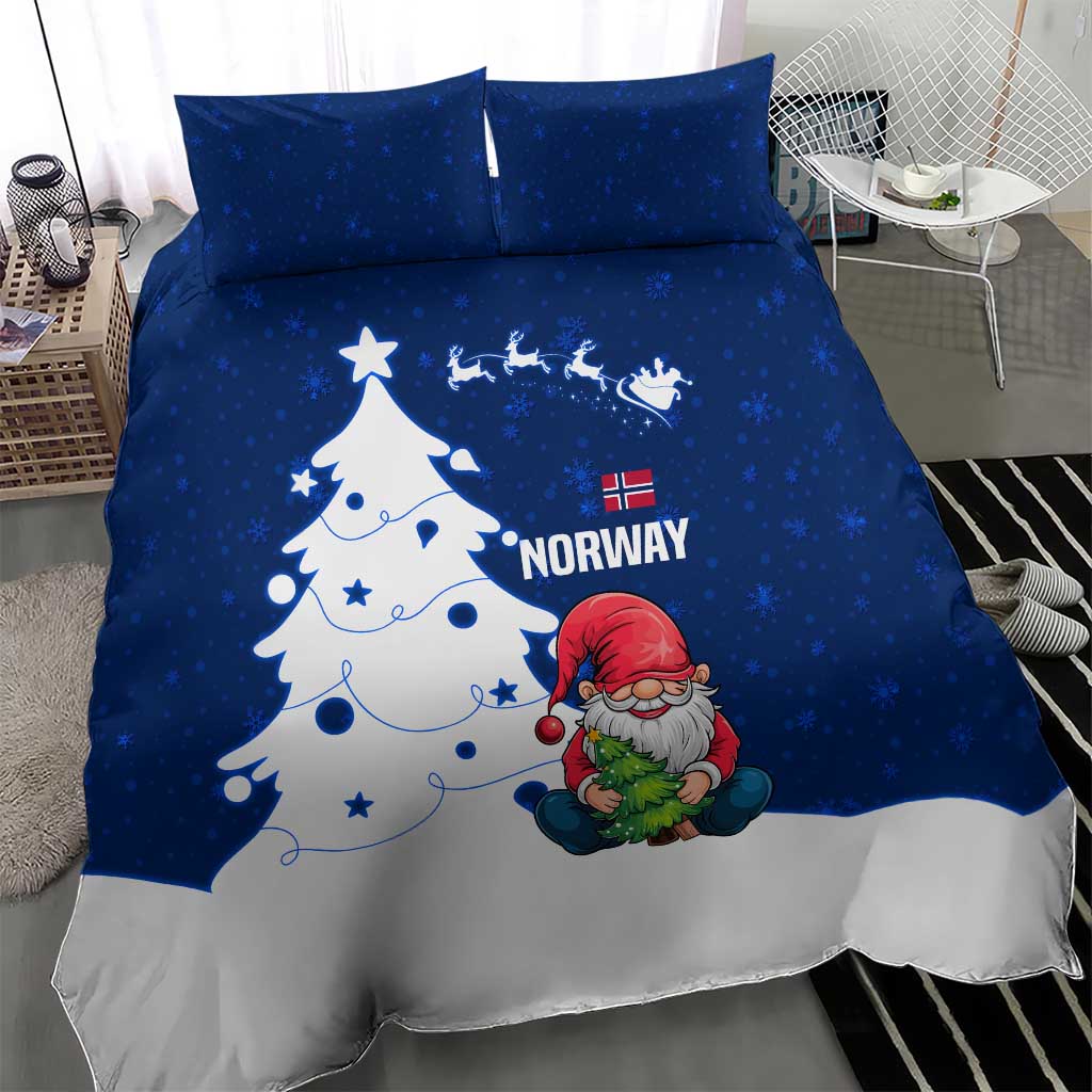 Norway Christmas Bedding Set with Nordic Gnome Santa White Tree and Snowflake - Wonder Print Shop