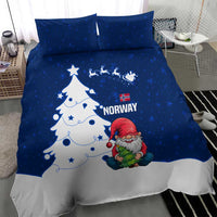 Norway Christmas Bedding Set with Nordic Gnome Santa White Tree and Snowflake - Wonder Print Shop