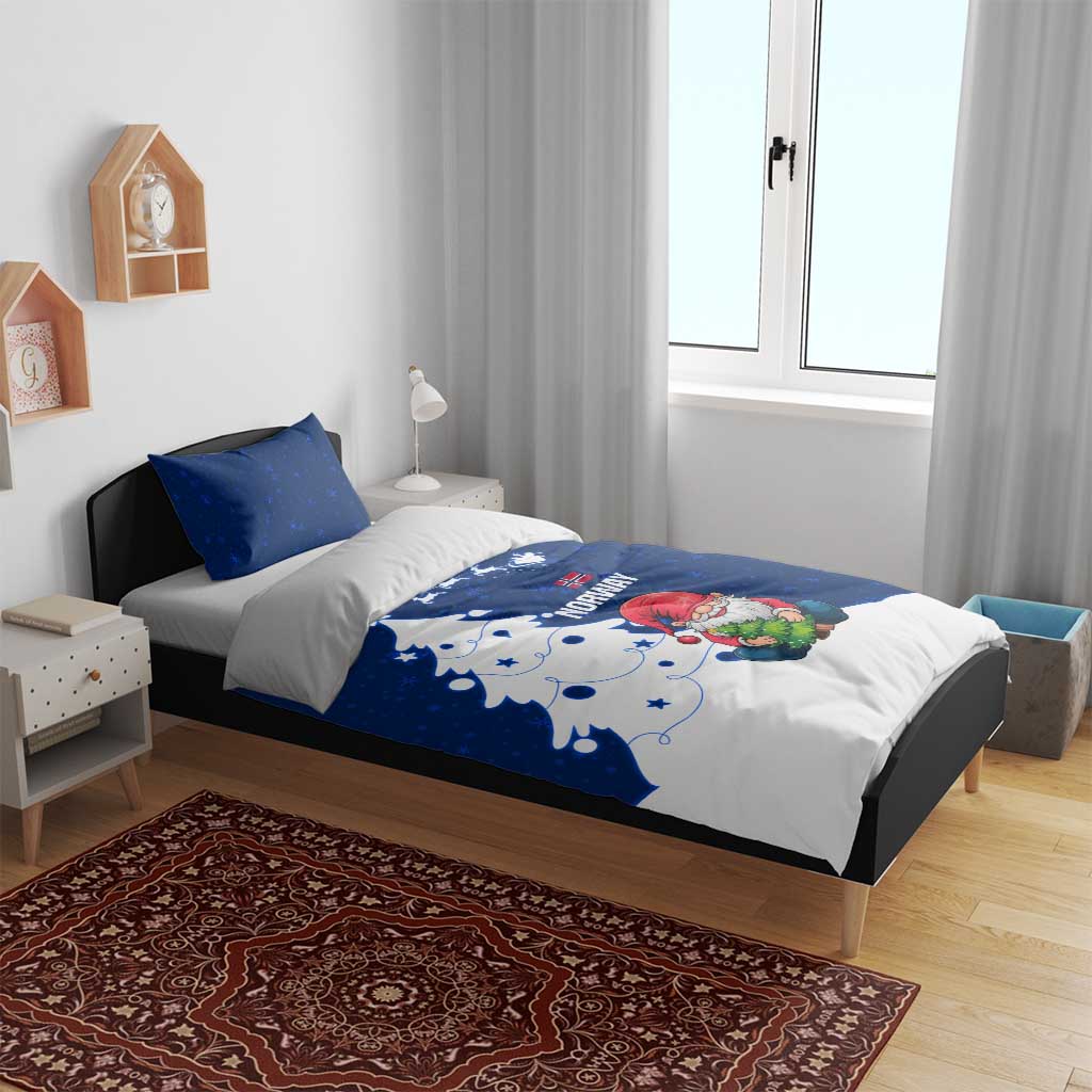 Norway Christmas Bedding Set with Nordic Gnome Santa White Tree and Snowflake - Wonder Print Shop