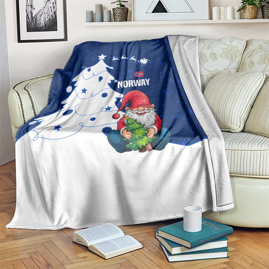 Norway Christmas Blanket with Nordic Gnome Santa White Tree and Snowflake - Wonder Print Shop