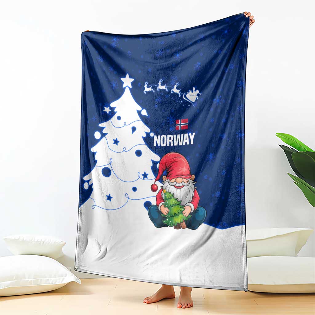 Norway Christmas Blanket with Nordic Gnome Santa White Tree and Snowflake - Wonder Print Shop
