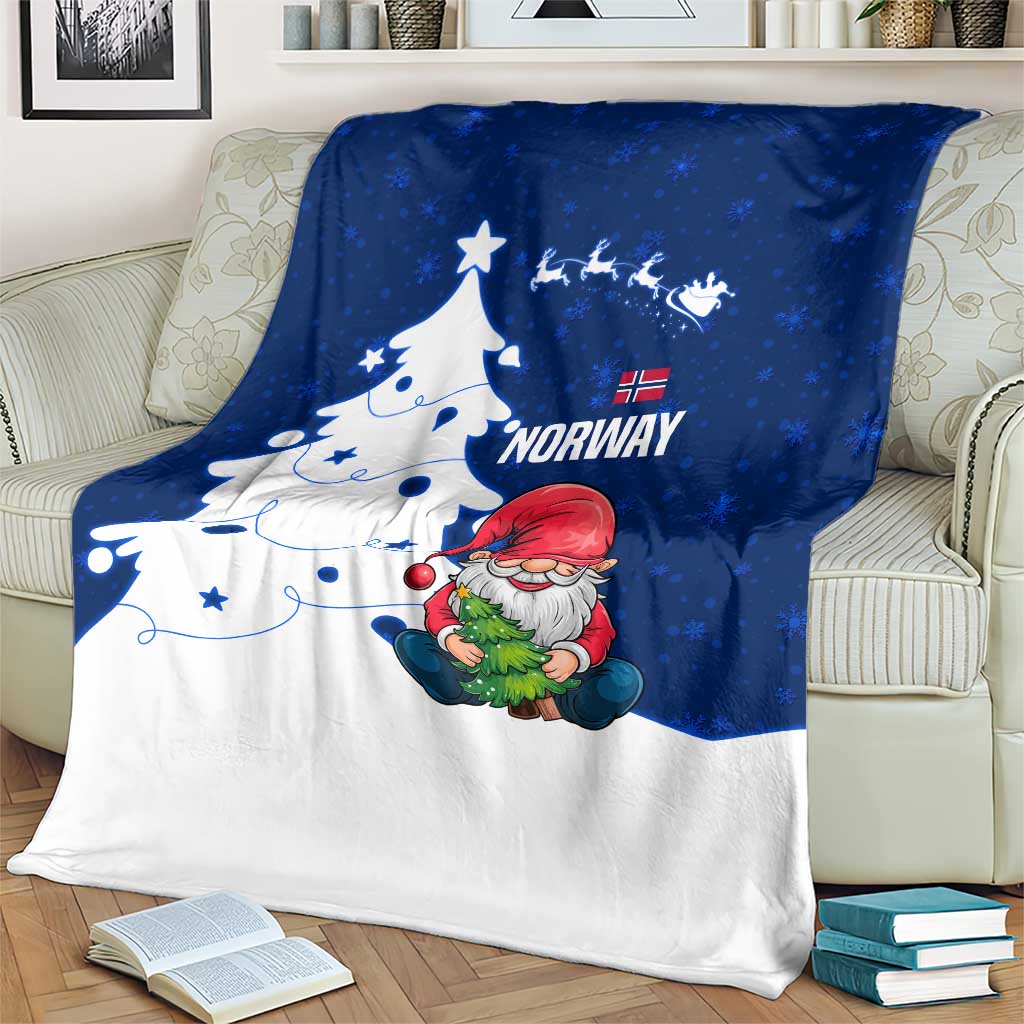 Norway Christmas Blanket with Nordic Gnome Santa White Tree and Snowflake - Wonder Print Shop