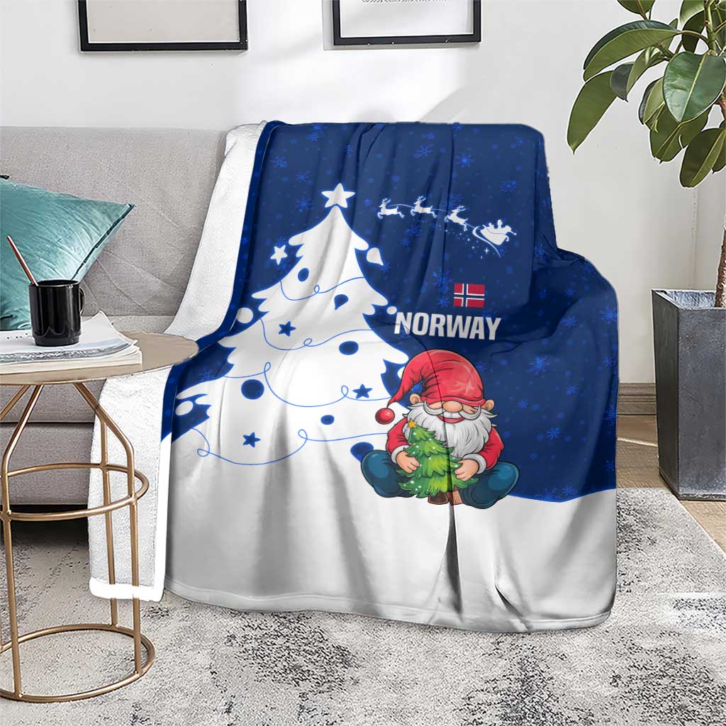 Norway Christmas Blanket with Nordic Gnome Santa White Tree and Snowflake - Wonder Print Shop