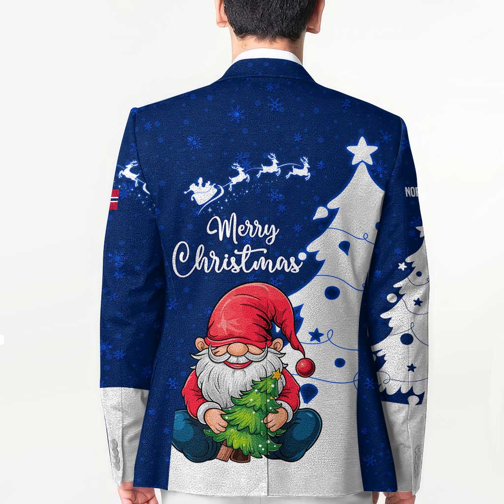 Norway Christmas Blazer with Nordic Gnome Santa White Tree and Snowflake - Wonder Print Shop
