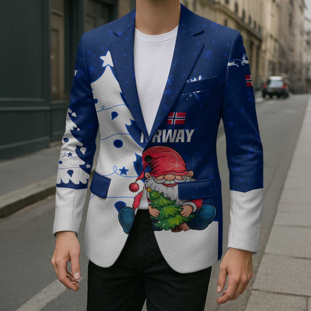 Norway Christmas Blazer with Nordic Gnome Santa White Tree and Snowflake - Wonder Print Shop