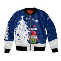 Norway Christmas Bomber Jacket with Nordic Gnome Santa White Tree and Snowflake - Wonder Print Shop