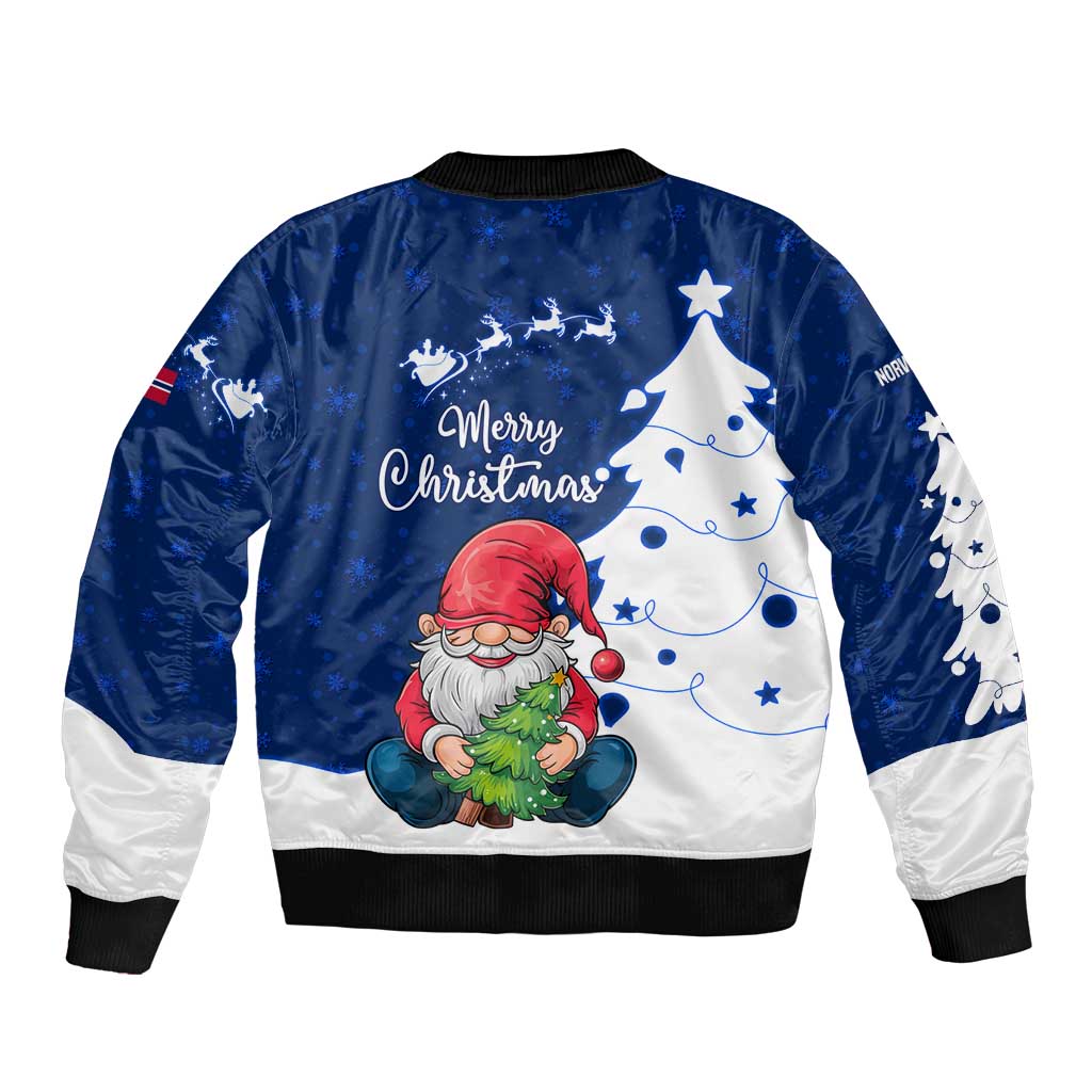 Norway Christmas Bomber Jacket with Nordic Gnome Santa White Tree and Snowflake - Wonder Print Shop