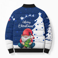 Norway Christmas Bomber Puffer Jacket with Nordic Gnome Santa White Tree and Snowflake - Wonder Print Shop