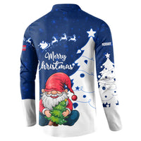 Norway Christmas Button Sweatshirt with Nordic Gnome Santa White Tree and Snowflake - Wonder Print Shop