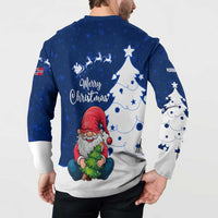 Norway Christmas Button Sweatshirt with Nordic Gnome Santa White Tree and Snowflake - Wonder Print Shop