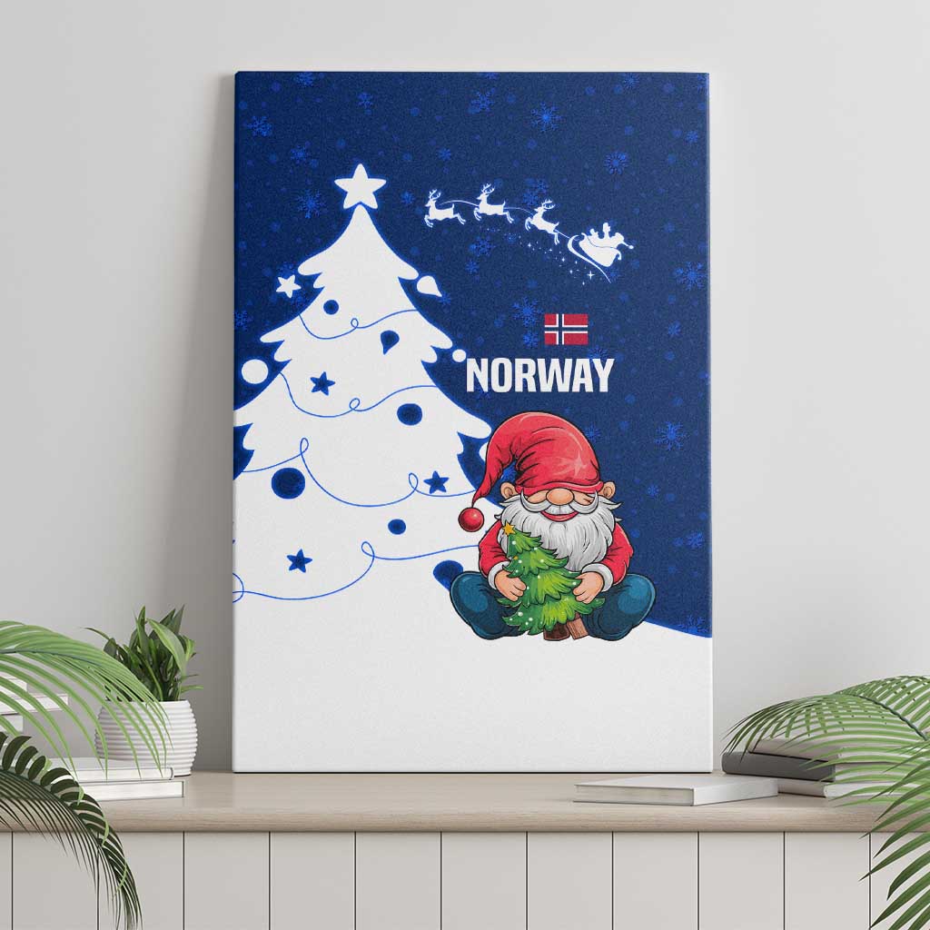 Norway Christmas Canvas Wall Art with Nordic Gnome Santa White Tree and Snowflake - Wonder Print Shop