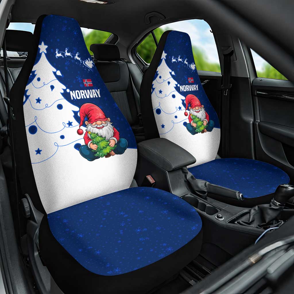 Norway Christmas Car Seat Cover with Nordic Gnome Santa White Tree and Snowflake - Wonder Print Shop