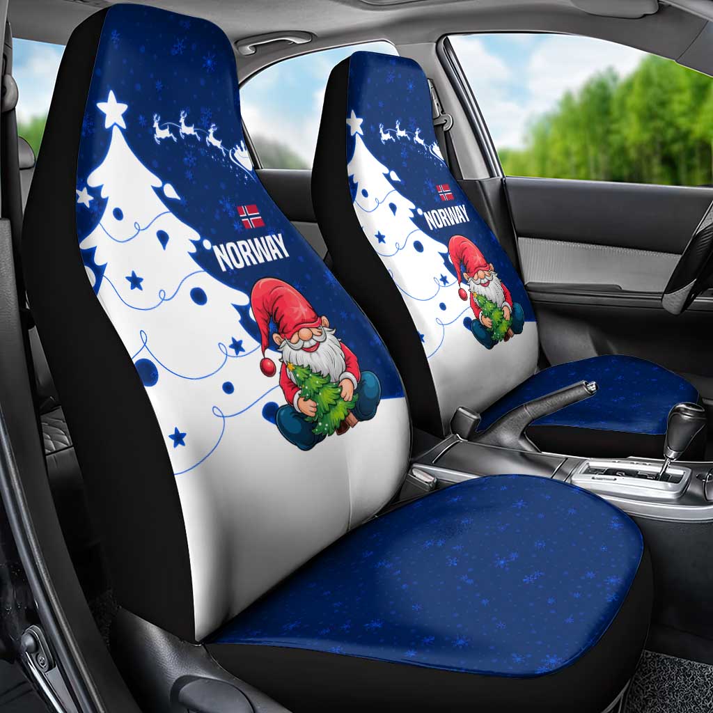 Norway Christmas Car Seat Cover with Nordic Gnome Santa White Tree and Snowflake - Wonder Print Shop