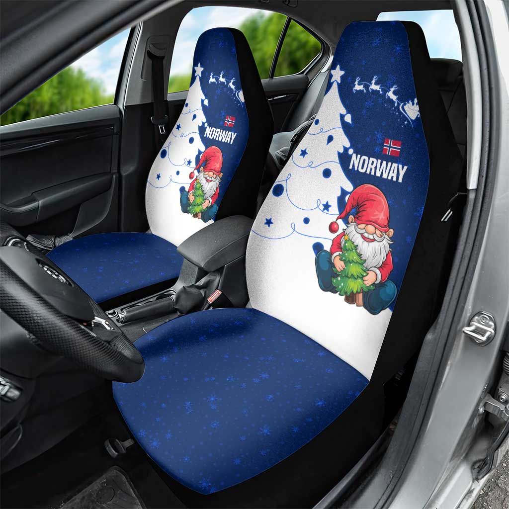 Norway Christmas Car Seat Cover with Nordic Gnome Santa White Tree and Snowflake - Wonder Print Shop