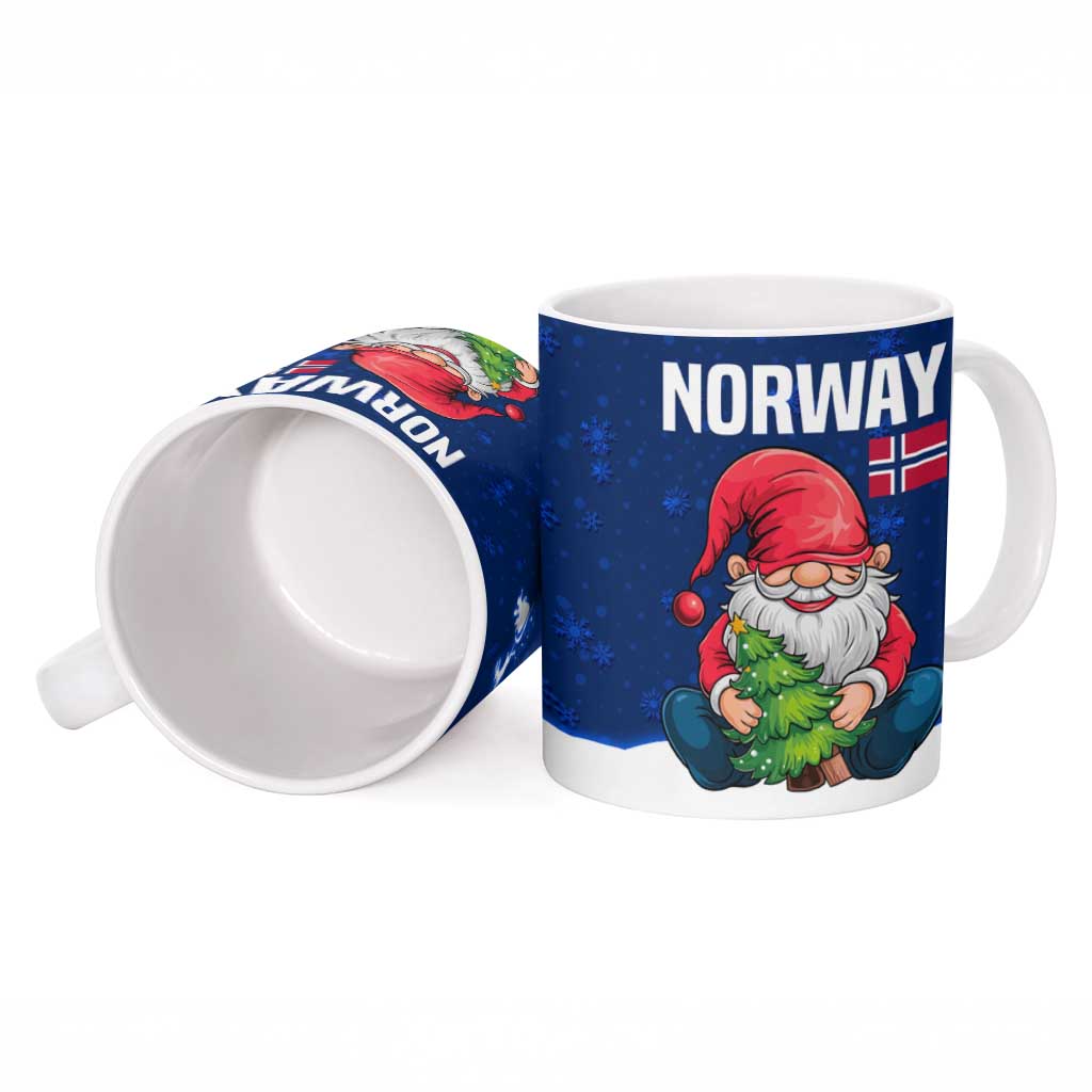 Norway Christmas Ceramic Mug with Nordic Gnome Santa White Tree and Snowflake - Wonder Print Shop