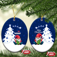 Norway Christmas Ceramic Ornament with Nordic Gnome Santa White Tree and Snowflake - Wonder Print Shop