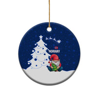 Norway Christmas Ceramic Ornament with Nordic Gnome Santa White Tree and Snowflake - Wonder Print Shop